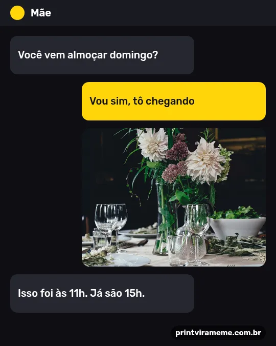 Exemplo do meme “Almoço de domingo”