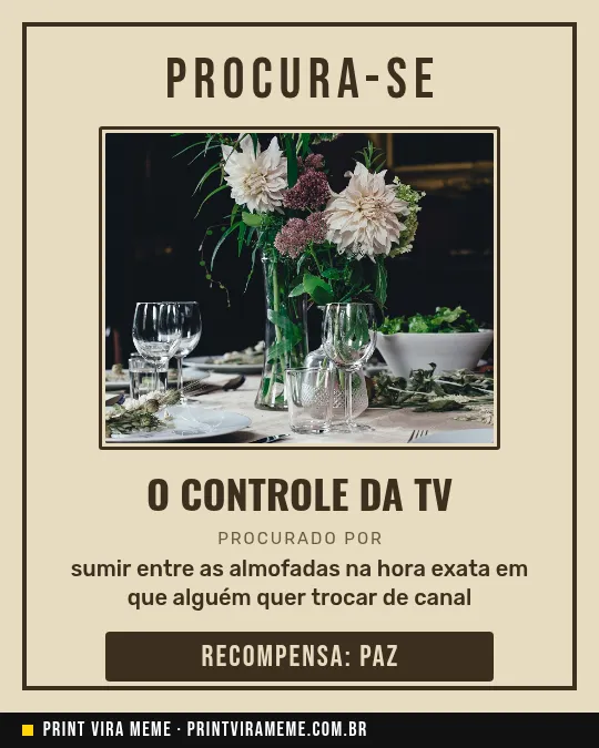 Exemplo do meme “Procurado: o controle da TV”