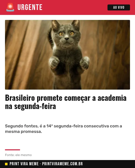 Exemplo do meme “Academia na segunda”