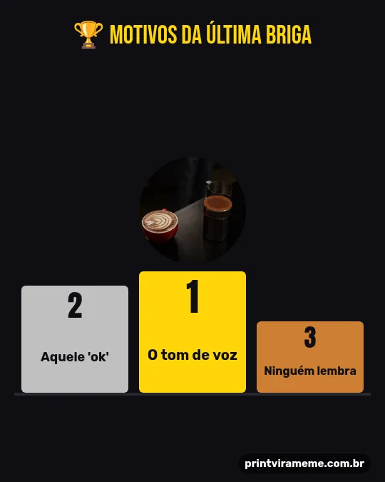 Exemplo do meme “Motivos da briga”