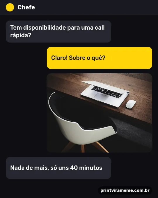 Exemplo do meme “Call rápida”